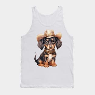 Cowboy Dachshund Dog Tank Top